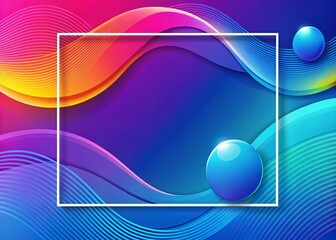 Abstract Colorful Blue Gradient Banner Background with Wavy Lines and Circle Gradations - Minimalist Fashion Photography