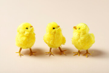 Cute baby chickens. Fluffy figurines.
