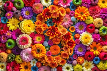 Abstract Floral Number Collage: Delicate Blossoms Forming Numerals