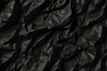 Crumpled black paper with a detailed texture. Generative AI