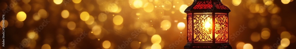 Aufkleber captivating lantern glows with warm light amidst a dreamy background of bokeh and sparkling orbs, pe