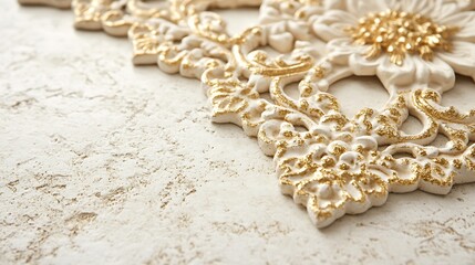 Ornate gold and white decorative plaster design element