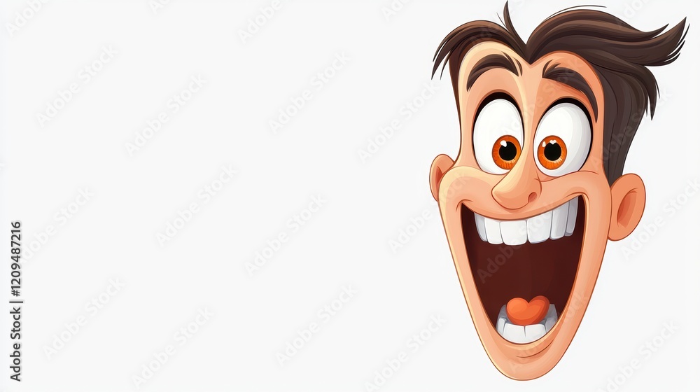 Poster exciting cartoon character expression animation scene digital art bright background front view joyfu