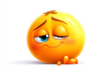 Fototapeta premium Cheerful animated emoji character digital art playful environment bright mood close-up viewpoint expressive design