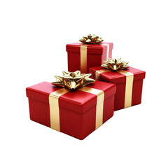 Obraz premium Three Red Gifts with Gold Bows Festive Holiday Presents