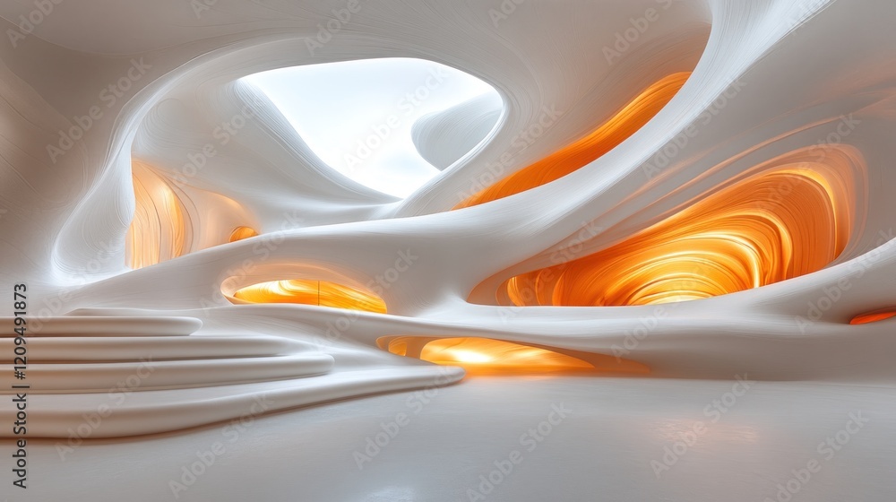 Wall mural Abstract White Cave Interior Design