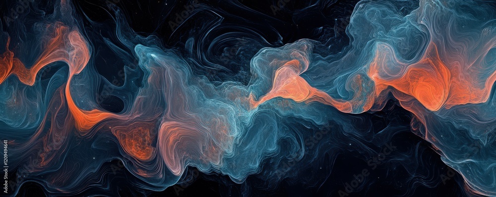 Poster a mesmerizing fractal pattern infinitely expanding and intertwining, creating a hypnotic dance of sh
