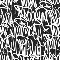 Vector graffiti tags seamless pattern, print design