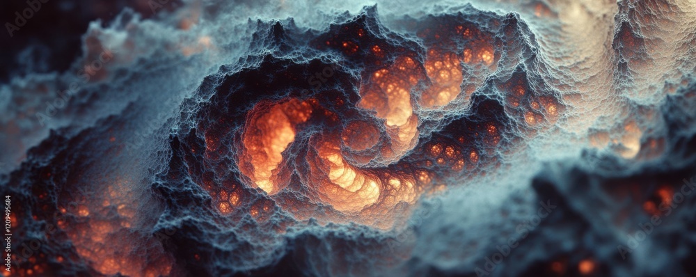 Poster a mesmerizing fractal pattern infinitely expanding and intertwining, creating a hypnotic dance of sh