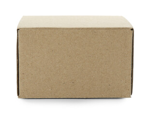 One blank cardboard box isolated on white. Mockup for design