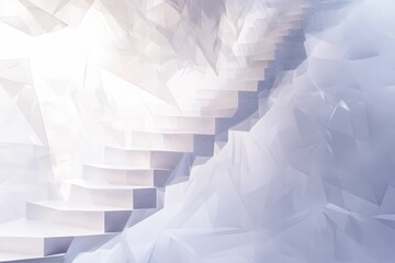 Obraz premium White stairs ascend through fractured geometric shapes.