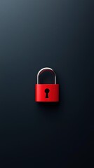 Fototapeta premium Bright Red Padlock on Dark Background Design