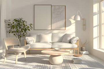 Stylish Scandinavian interior design background featuring elegant furniture. Generative Ai.