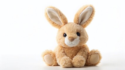 Adorable Fluffy Bunny Toy on White Background - Perfect for Easter or Kids' Projects