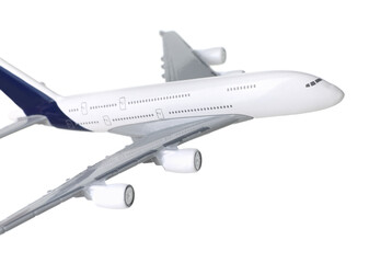 Plane model in air on white background