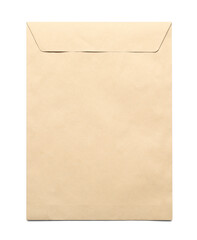 Envelope isolated on white, top view. Mockup for design