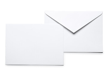 Envelopes isolated on white, top view. Mockup for design