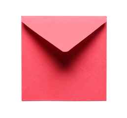 Red envelope isolated on white, top view. Mockup for design