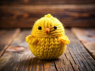Adorable Handmade Knitted Yellow Chick Toy Photography