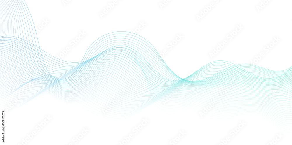 Aufkleber Smooth wave abstract vector background layout design.background image with dynamic curves.Abstract blue futuristic blend waves lines technology background and sound wave lines on white background.	