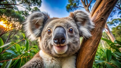Fototapeta premium Adorable Koala Selfie: Cute Aussie Wildlife Close-Up