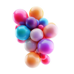 Colorful glossy spheres floating together a vibrant cluster,