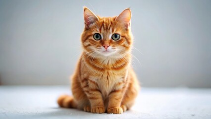 Adorable Orange Tabby Cat on White Background - Tilt-Shift Miniature Photography