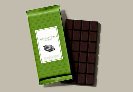 Dark Chocolate Bar Packaging Mockup