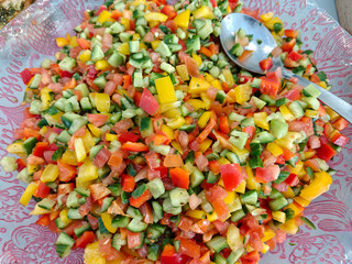 salad of different vegetables cut into cubes