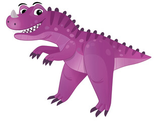 cartoon scene with happy prehistoric animal tyrannosaurus trex velociraptor dino dinosaur smiling and walking isolated on white background illustration for children