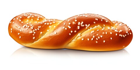 A fresh, soft pretzel with salt on top, isolated on a white background. Clipart illustration,