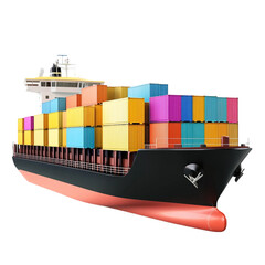Cargo Ship with Colorful Containers Global Trade Shipping Industry,