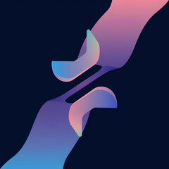 Obraz premium Abstract dark blue and pink gradient background with futuristic curved arrow lines, showcasing a dynamic central design that conveys movement and energy, perfect for modern digital art projects