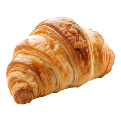 Fototapeta premium A freshly baked croissant with a flaky golden crust, isolated on a white background