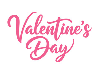 ''Valentines Day'' hand drawn with brush. Calligraphic inscriptions on white background, vector illustration.