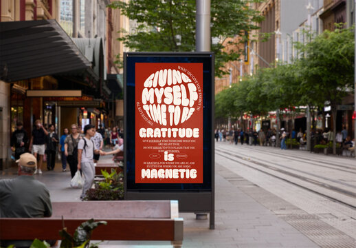 Urban Advertisement Panel in Bustling Sydney Street