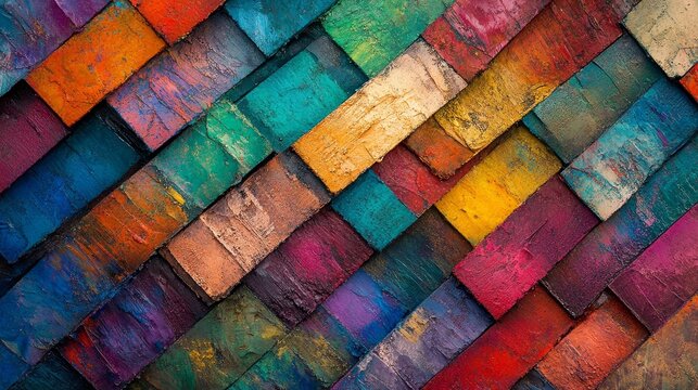 Colorful abstract pattern, vibrant colorful tiles, multicolored texture, artistic abstract image, lively painted design