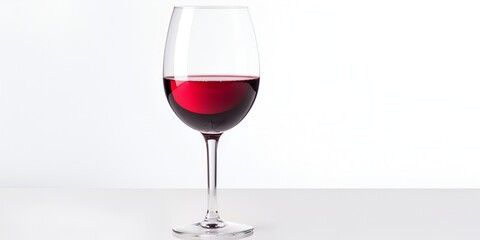 A glass of red wine on a white background, isolated, with no shadow, reflection, focus blur effect,