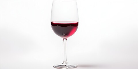 A glass of red wine on a white background, isolated, with no shadow, reflection, focus blur effect, 
