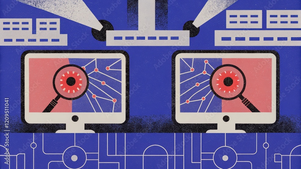 Poster digital security analysis on computer screens
