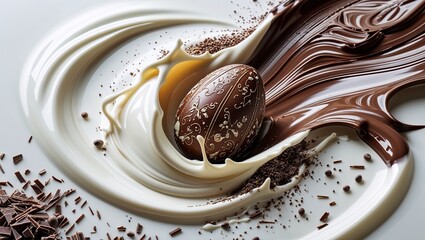 Fototapeta premium Chocolate easter egg splash