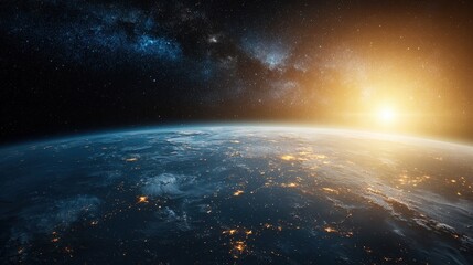 Breathtaking View of Earth from Space at Sunrise