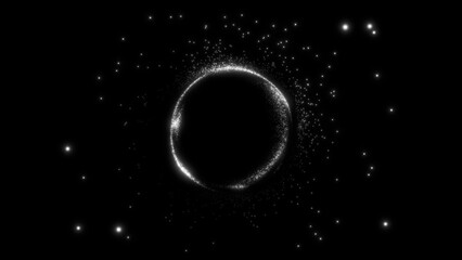 Sci fi dynamic shiny atom core with magnetic field. Black hole  warps space. Abstact science magic plasma sphere, orb with gravity strength. Singularity explosion in space.