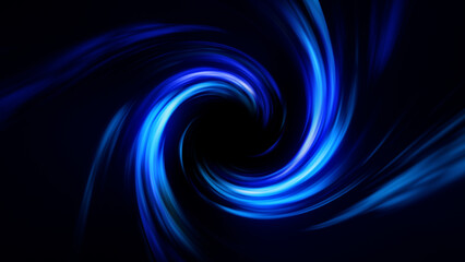 Dark blue futuristic energy vortex. Fantasy glowing gradient warp wormhole time travel.Sci fi abstract colorful hyperspace. Twisted light tunnel.