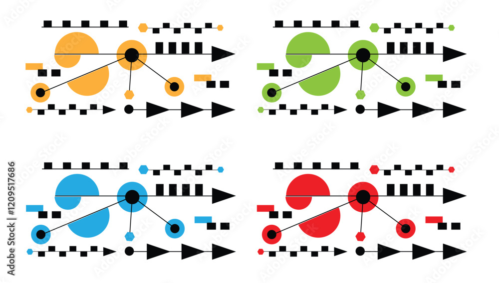 Aufkleber various geometric shapes hi tech background line art. technology graphic design elements and resourc