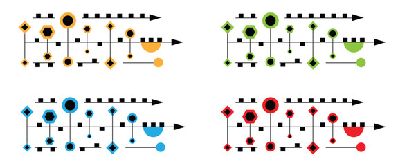 Line Art Technology Background Different Colors Set. Hi tech graphic design elements and resources concept vector art
