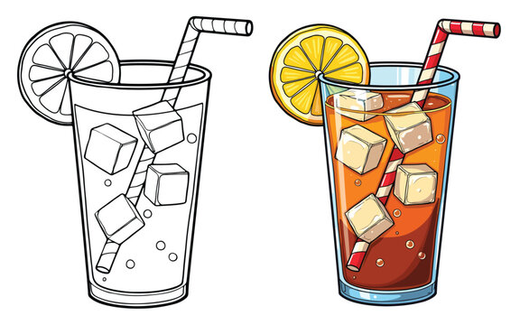 lemonade drink with ice cubes and straw clip art preview