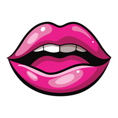 Romantic Kissy Lips Vector Clipart
