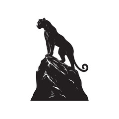 silhouette of a panther standing in peak of stone © HardWork