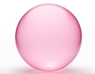Fototapeta premium pink transparent shining bubble isolated on white background front view closeup shot